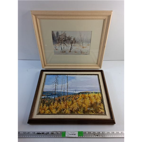 (2) Framed Wall Hanging Paintings - 20 x 16"
