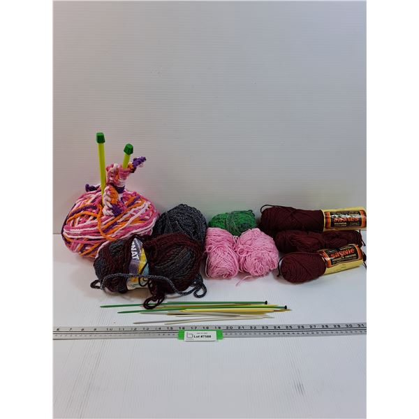 Yarn Lot & Crochet Needles & Knitting Needles