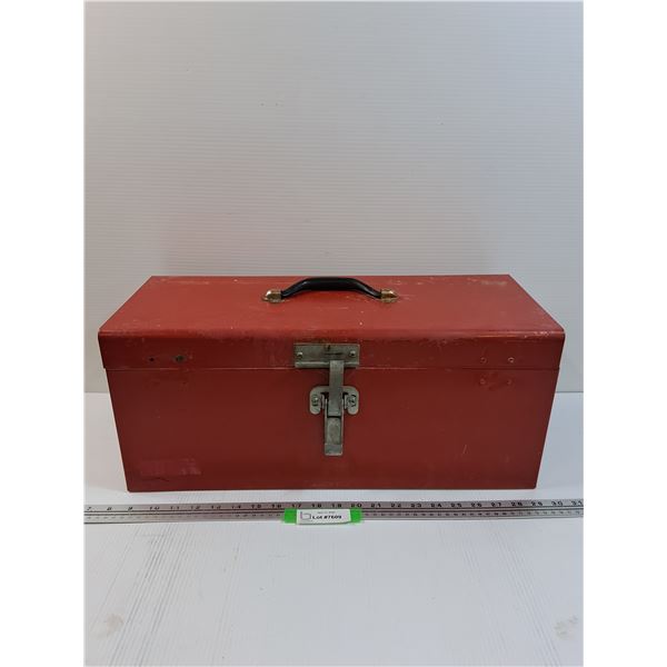 Red Metal Tool Box - 21" x 9" x 9"