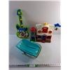 Image 1 : Baby Doll Carrier, Toy Guitar and Fisher Price Barn Toy