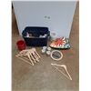 Image 1 : Tea Cups, Hangers, Planters, Ceramic Serving Dish, Plastic Tote and Misc