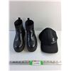 Image 1 : Faux Leather Boots - Size 9 and Baseball Hat