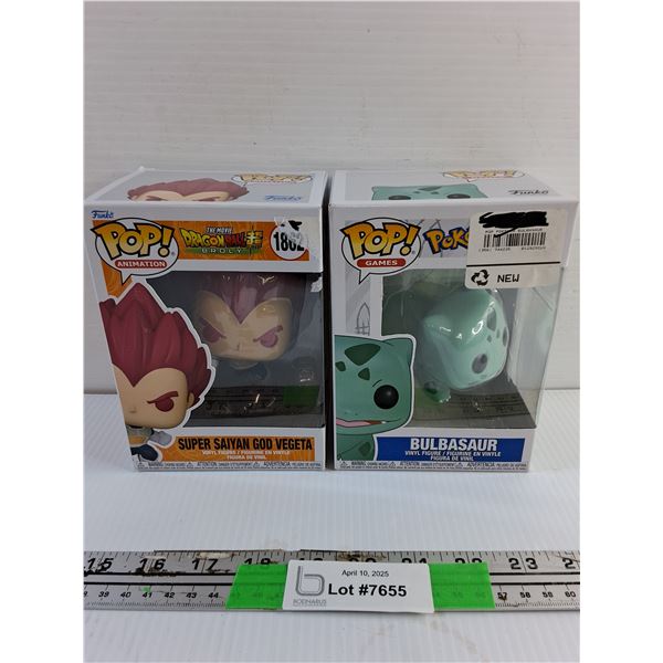 Pop Animation DragonBall Super Saiyan God Vegeta and Pokemon Bulbasaur Vinyl Figures