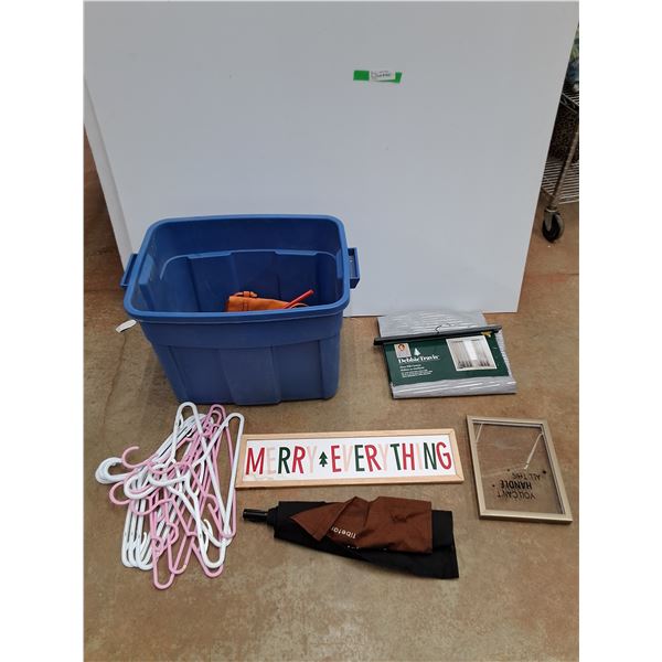 *Faux Silk Curtain, Hangers, Plastic Tote and Misc