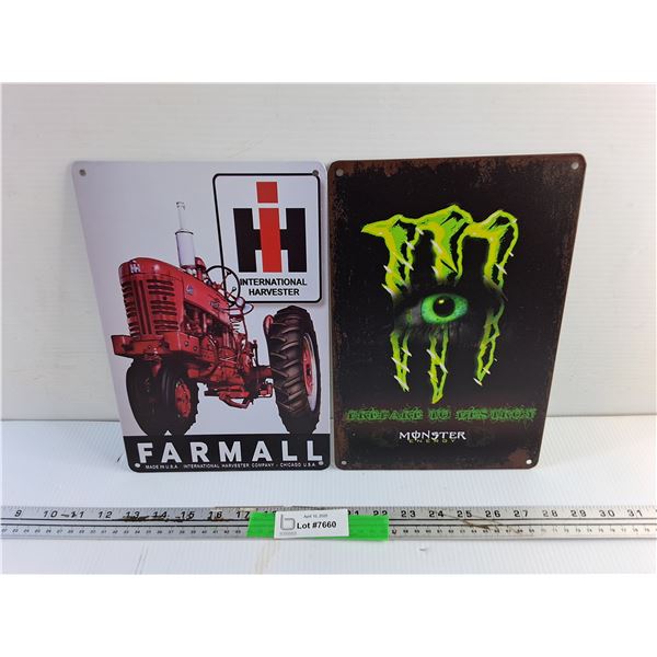 Farmall and Monster Energy Wall Hanging Signs - 12 x 8"