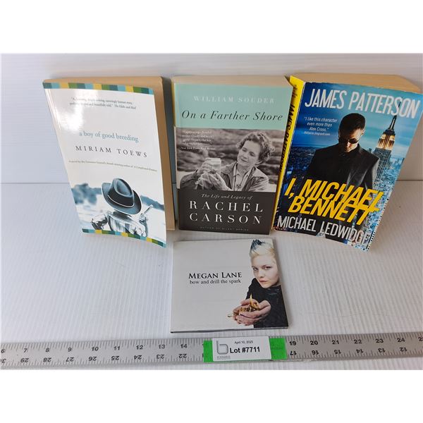 Megan Lane CD, (3) Books- James Patterson, William Souder, Miriam Toews