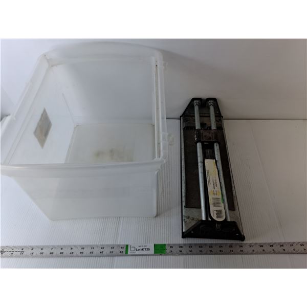 13" Nattco Tile Cutter, Sterilite Plastic Tub- No Lid