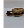 Image 3 : Vintage Wood & Iron Pulley - 14" x 4" x 3"