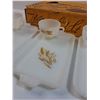 Image 3 : Vintage Anchor Hocking Wheat Pattern Snack Set/Hostess Set (3-Piece Set, in Original Box)