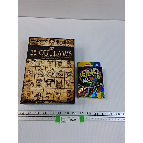 (2) Games: 25 Outlaws & UNO All Wild - As Is