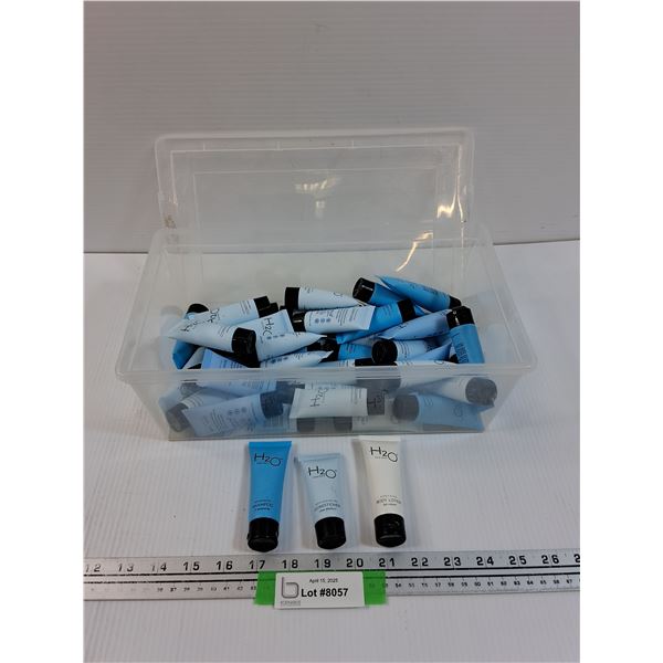 H20 Samples Lot: Shampoo & Condtioner & Lotion in Storage Box