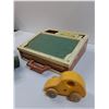 Image 4 : Vintage Fisher Price School Days Desk & (2) Wooden Car Toys