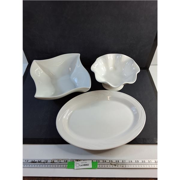 (2) Ceramic Bowls and Serving Platter