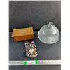 Image 1 : Footed Lidded Dish, Dice and Wooden Jewelry Box