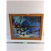 Image 1 : Framed Saskatoon Northern Lights Art Print 22 x 19"