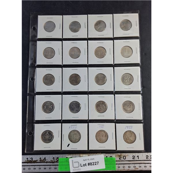 (20) Various Canadian 25 Cents Coins