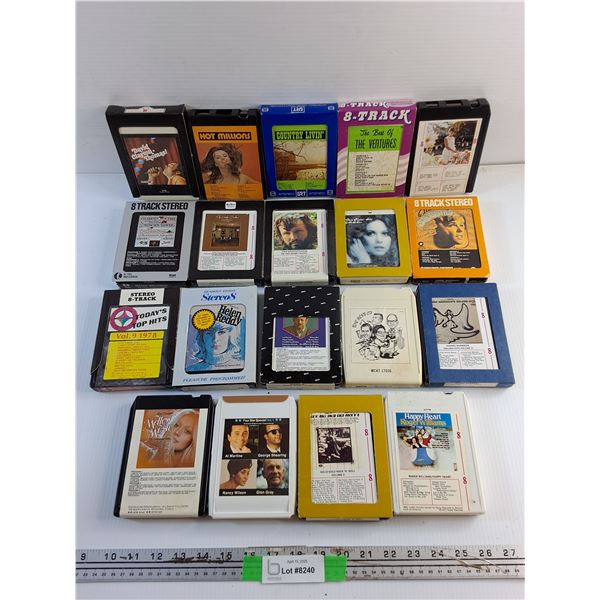 (19) Various 8 Track Stereo Cassettes - Helen Reddy, Country Livin and Mellow Music