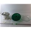 Image 1 : Rice Cooker- Powers On 6.5" Tall,, Serving Spoon, Glass Pie Pan, Plastic Tray 14.5" Long