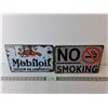 Image 1 : (2) Metal Signs- No Smoking, Mobiloil