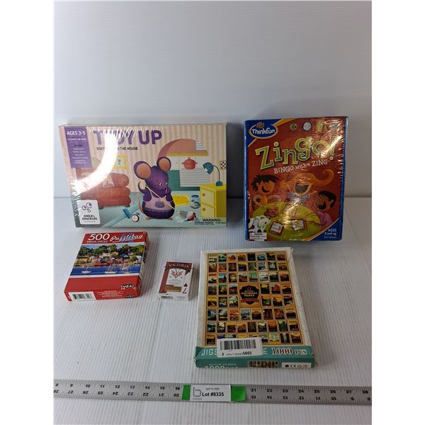 (5) Games- Bingo, Tidy Up, Playing Cards, (2) Puzzles