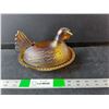 Image 1 : Glass Hen on Nest Dish 7" Long-chipped base