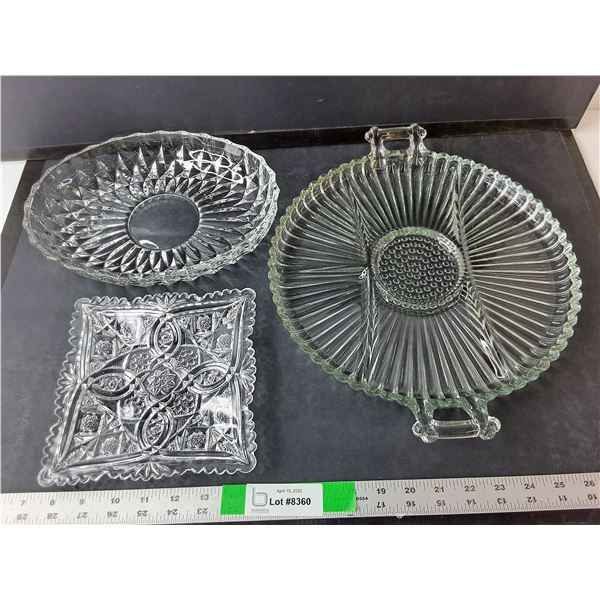 (2) Glass Trays & Plate Up to 15" Long