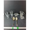 Image 1 : (2) Vintage Spoons, Crystal/Glass Dishes- Creamer, Pitcher, Misc.