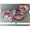 Image 1 : Glass Cranberry/Ruby Flash Dishes - Creamers, Candy Dish Misc.