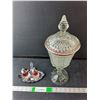 Image 1 : Glass Cranberry/Ruby Flash Footed Vase with Lid 15.5" Tall, Salt 