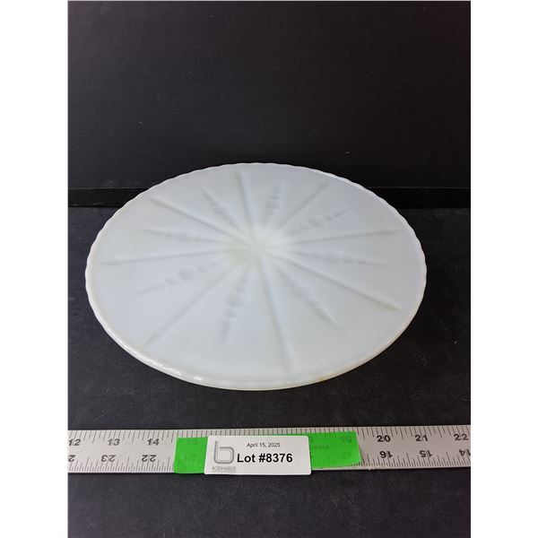White Glass Footed Cake Tray 10.25" Wide
