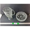 Image 1 : Crystal Pitcher 10.5" Tall & Footed Bowl 8.25" Wide