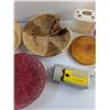 Image 5 : Wicker Bowls, Krypton Lantern, Ketchup/Mustard Dispensers, Napkin Holder, Hot Dish Stand and Misc
