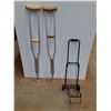 Image 1 : Pair of Crutches and Folding Hand Truck