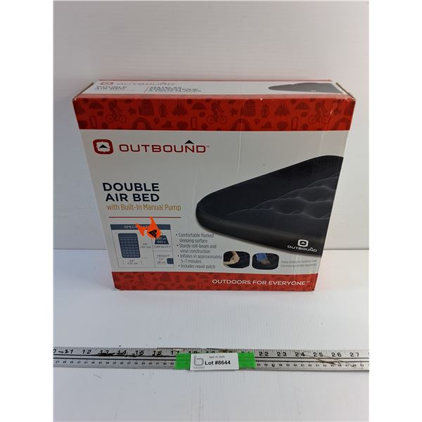 Outbound Double Air Bed with Built In Manual Pump