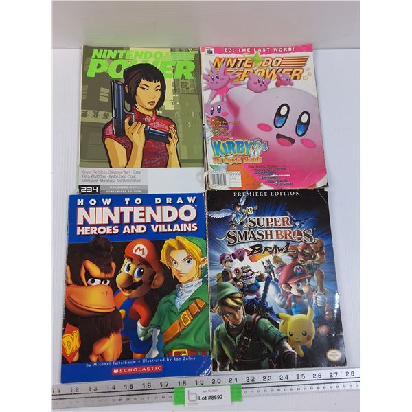 (4) Nintendo Power Magazines: Super Smash Bros, Kirby, Mario Bros, Misc - Early 2000's