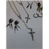Image 2 : Jewelry Lot: Rosarys, Rings, Earrings, Necklaces
