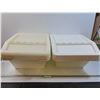 Image 1 : (2) Stackable Plastic Storage Totes - CANNOT SHIP - 23" x 16" x 11"