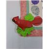Image 2 : (2) Chalk Ware Cardinals & Quilted Placemat