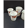 Image 2 : Saskatchewan Prairie Lily Lot: (2) Swift Current Mugs, (2) Kindersley, (1) Rosetown, Creamer & Sugar