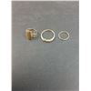 Image 2 : ^ (2) 10K Gold Rings: (1) Signet (1) Has Diamond & (1) 10K Gold Earring "Sleeper" Style