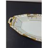 Image 2 : B & H Limoges Oblong Serving Dish w/Pierced Handles Trimmed in 14K Gold - Circa 1890's14" x 6"
