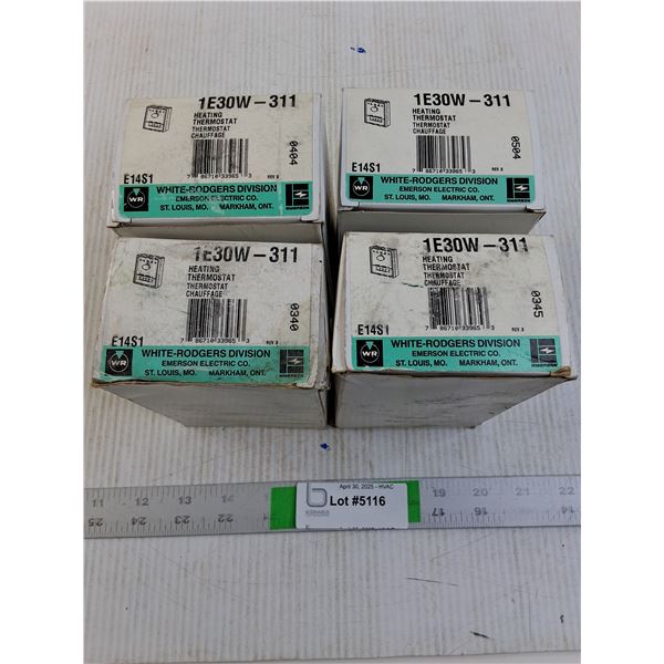 (4 times the bid price) White-Rodgers 1E30W-311 Vertical White Fan Only Thermostats