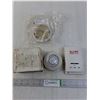 Image 1 : (2) 24v Honeywell Round Thermostats, (1) Rectangular thermostat and a Round Thermostat mount