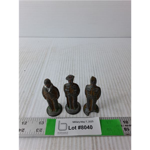 (3) Vintage Metal Barclay Toy Soldiers 3" Tall