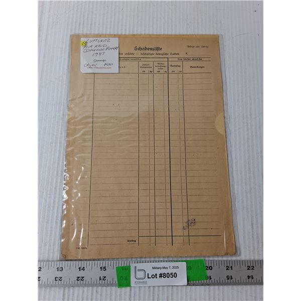 Luftshutz Air Raid Damage Report 1943