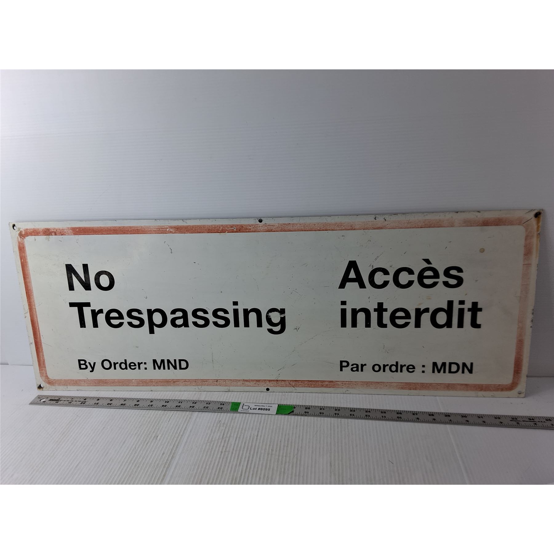 Department of Defense 'No Trespassing' Metal Sign - Bodnarus Auctioneering