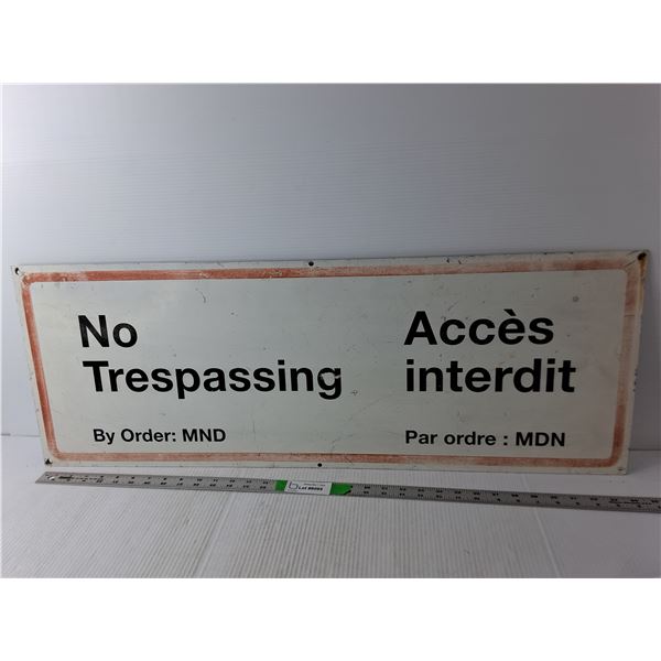 Department of Defense 'No Trespassing' Metal Sign