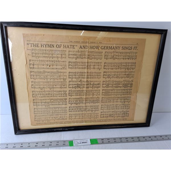 WWI Allied Anti-German Propaganda Song Sheet