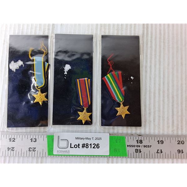 (3) WWII Miniature Campaign Star Medals