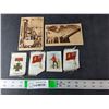 Image 1 : (2) Vintage Military Postcards,(4) Tobacco Silks